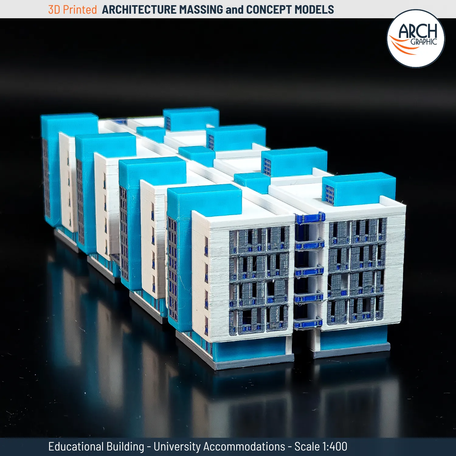 3d printed massing and concept educational building models