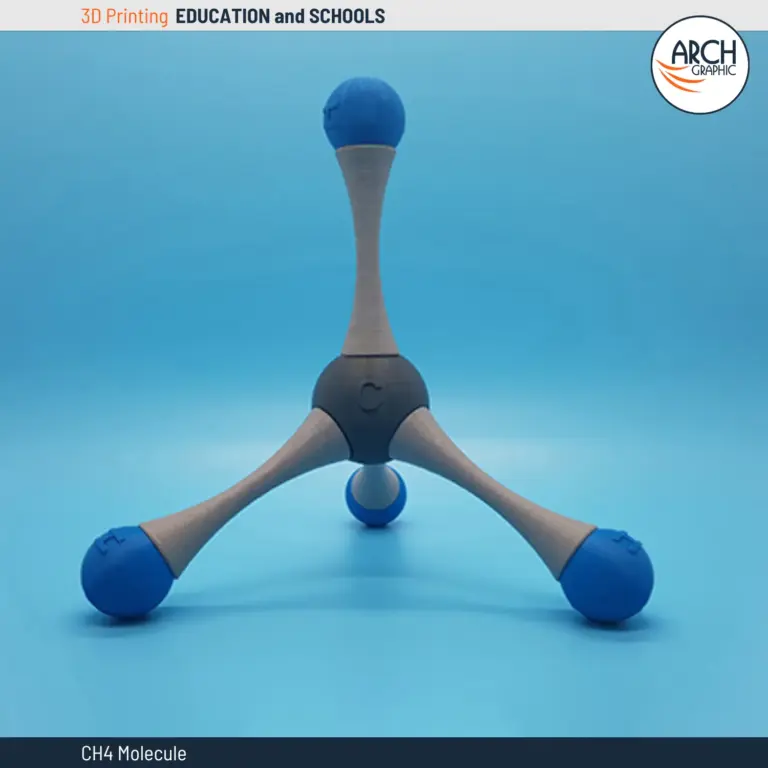 3D printed model of the Methane (CH4) molecular structure