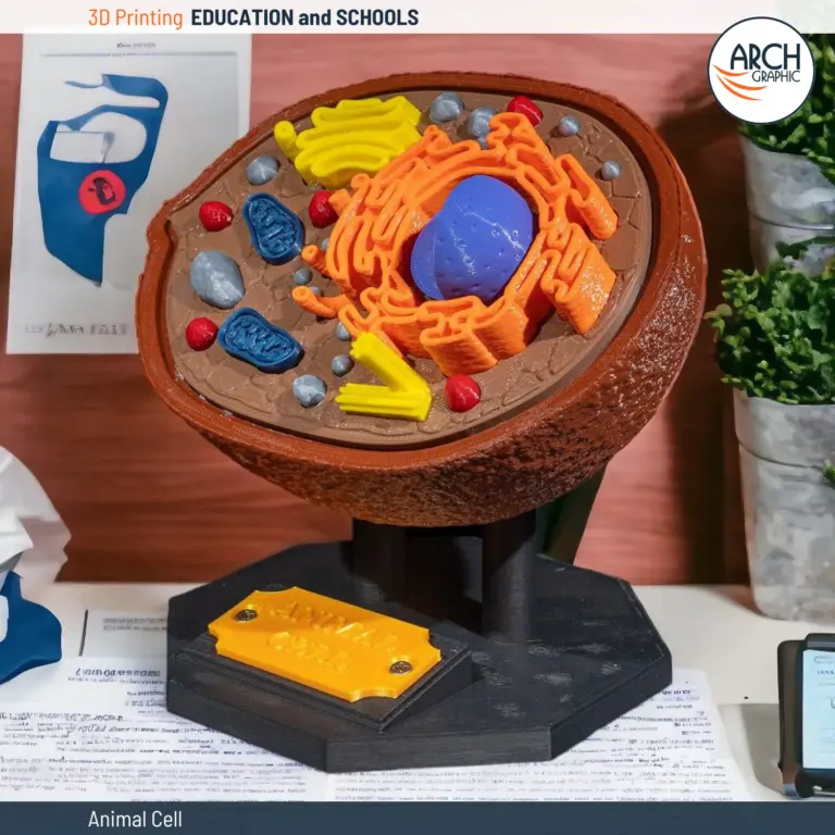 3D model of an animal cell with detailed organelles
