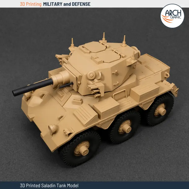 3D printed Saladin armored car scale model top view by Arch Graphic UAE military