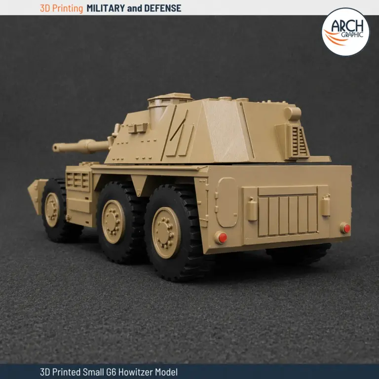 3D printed G6 Howitzer small scale model left profile by Arch Graphic UAE defense