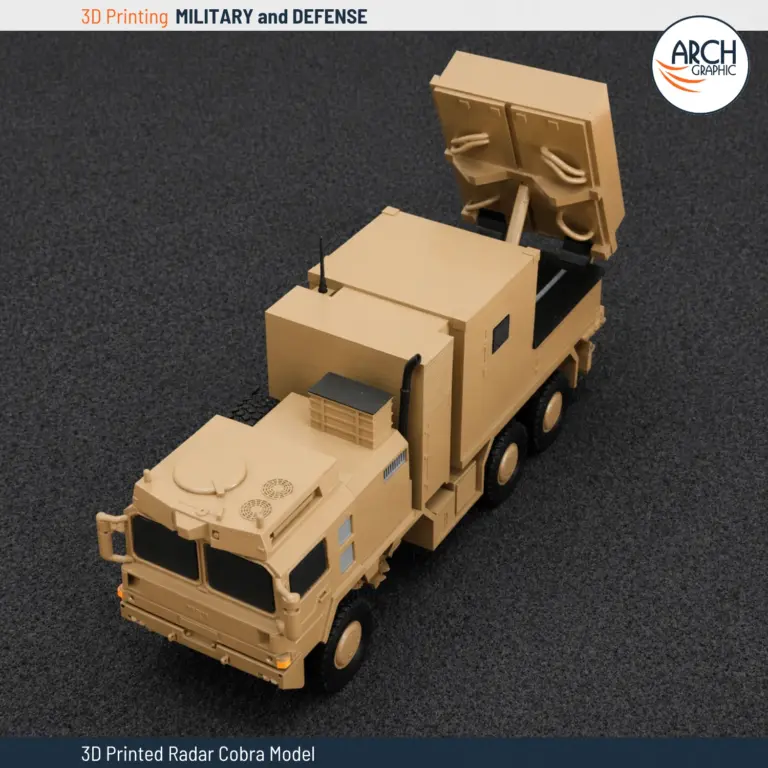 3D printed Radar Cobra military system scale model top isometric view by Arch Graphic UAE