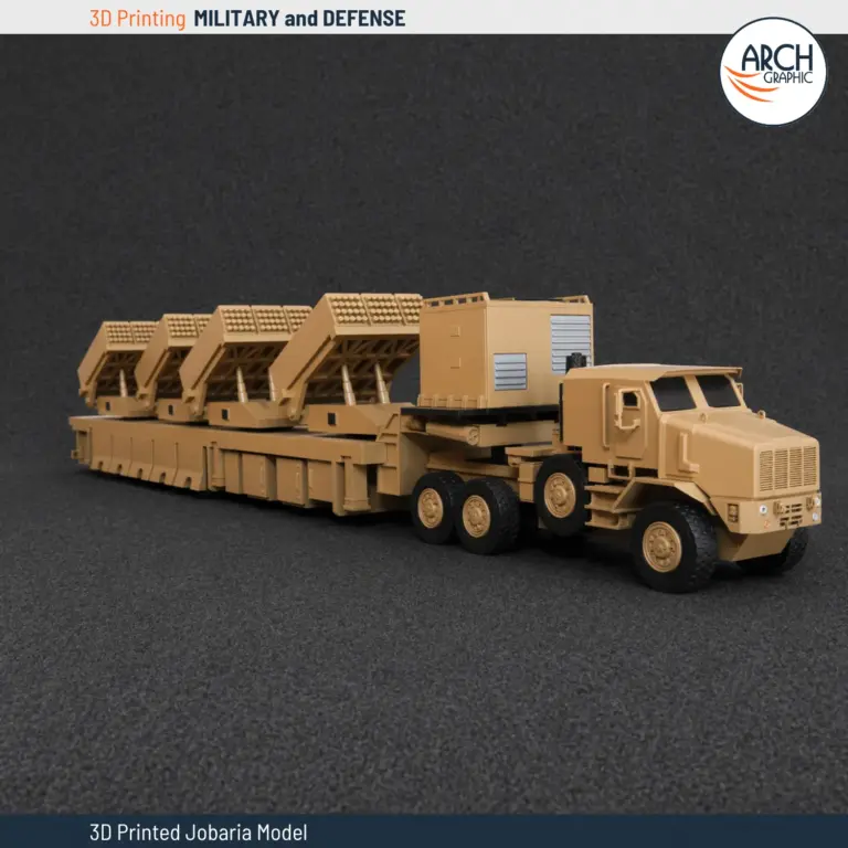 3D printed Jobaria multiple rocket launcher system scale model right profile by Arch Graphic UAE