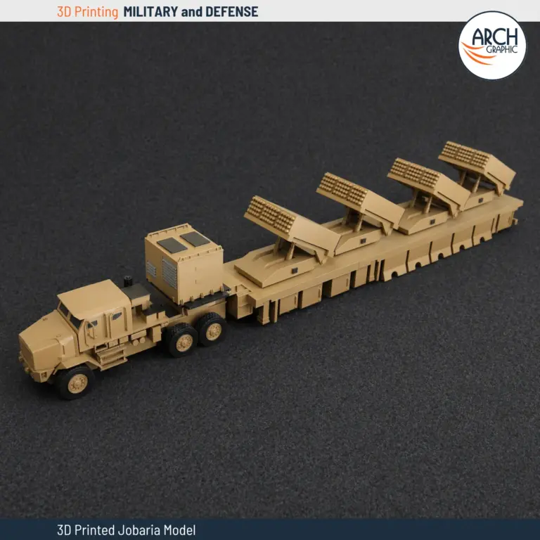 3D printed Jobaria MLRS rear isometric scale model Arch Graphic UAE defense