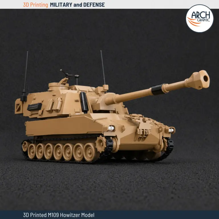3D printed M109 Paladin self-propelled howitzer scale model right side profile Arch Graphic UAE