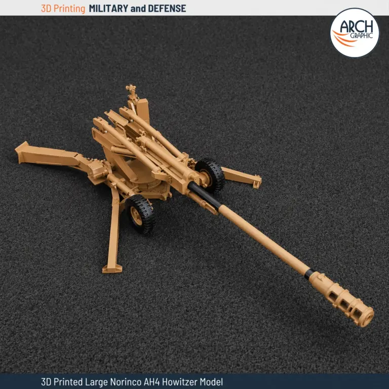 3D printed large Norinco AH4 155mm towed howitzer scale model top view Arch Graphic UAE