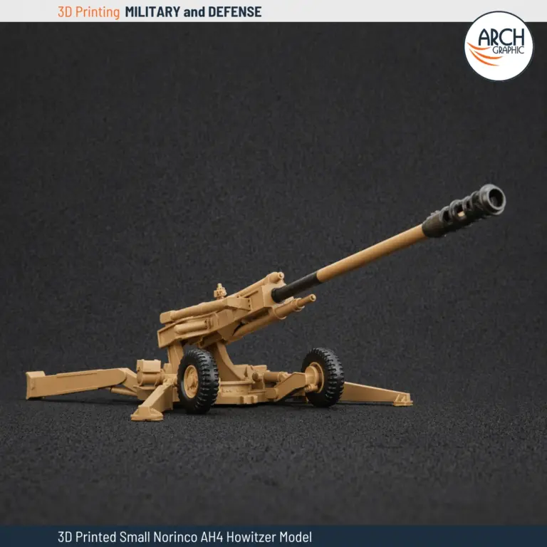 3D printed small Norinco AH4 towed howitzer scale model right profile Arch Graphic UAE