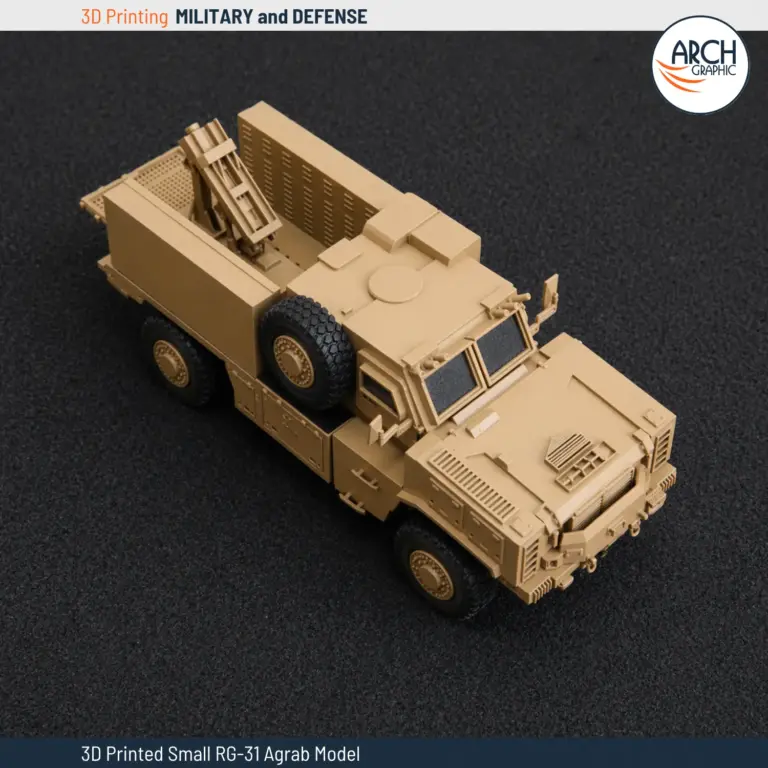 3D printed small RG-31 Agrab MRAP mortar carrier top isometric view Arch Graphic UAE