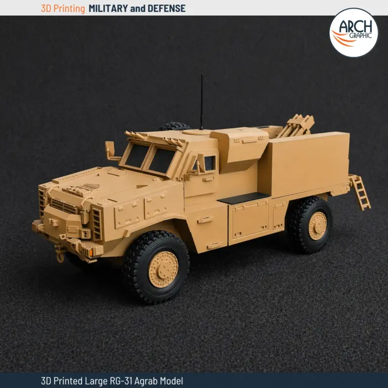 3D printed large RG-31 Agrab MRAP mortar carrier right side profile Arch Graphic UAE