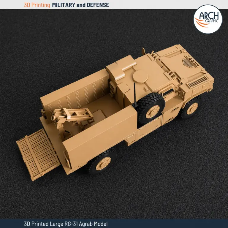 نموذج RG-31 عقرب الكبيرة منظر علوي خلفي منظومة الهاون مكشوفة آرش غرافيك الإمارات