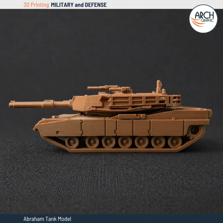 3D printed M1 Abrams main battle tank scale model right side profile Arch Graphic UAE