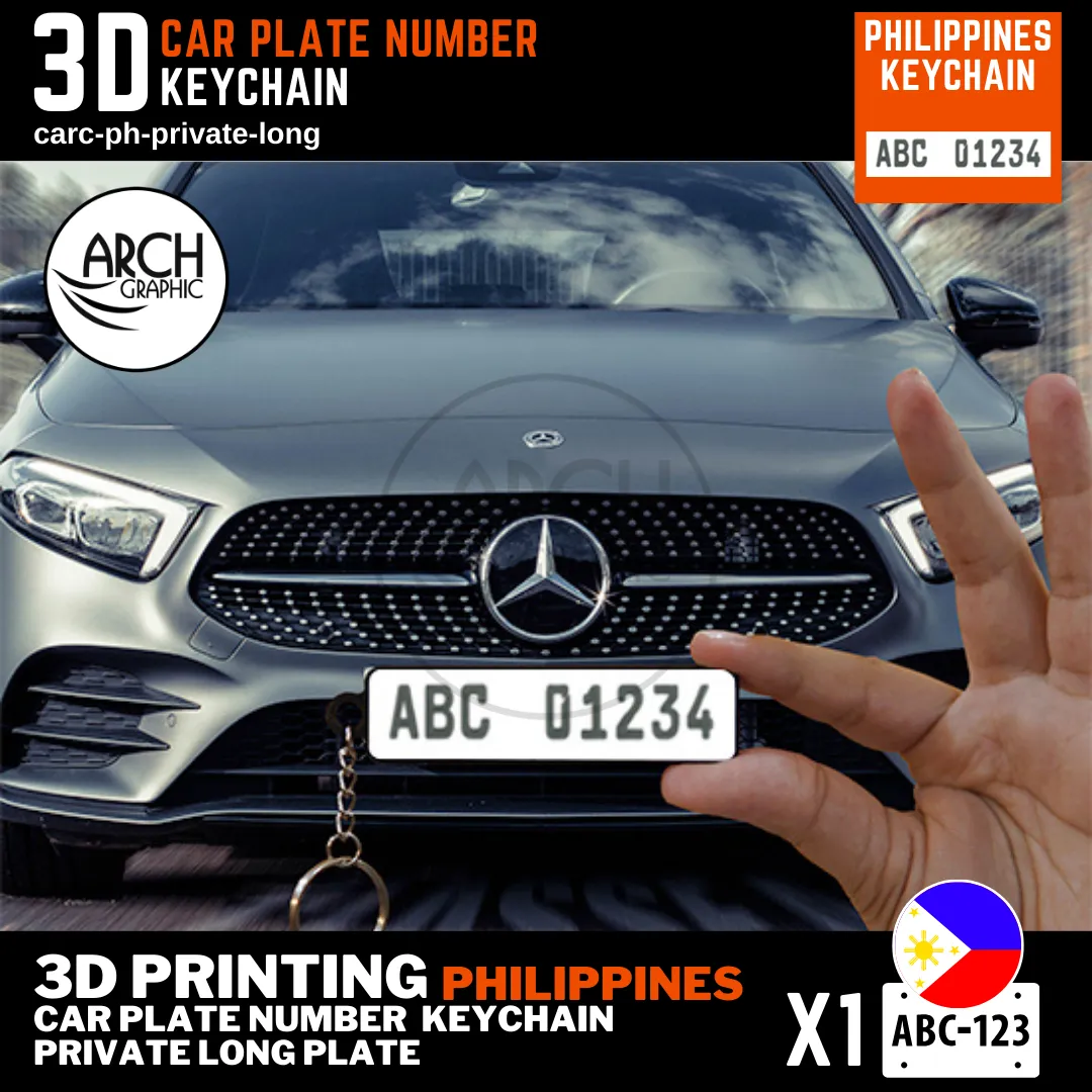 Philippines Car Number Keychain Private Long Plate