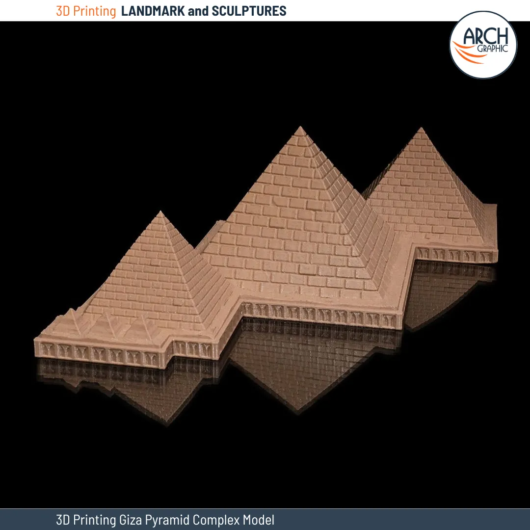 3D Printed Giza Pyramid Complex Model – Precise Architectural Detailing