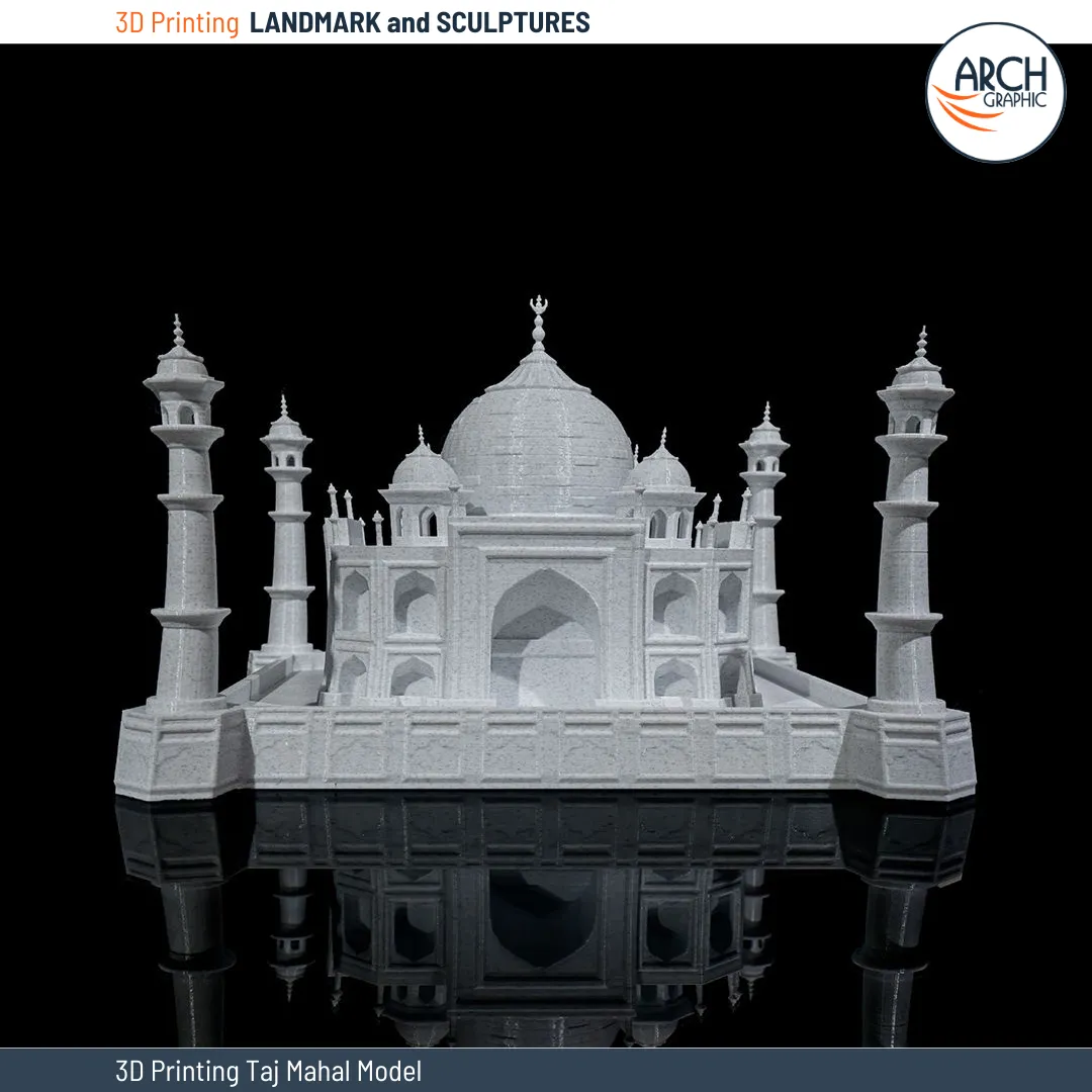 3D printed Taj Mahal model with fine craftsmanship and architectural detailing