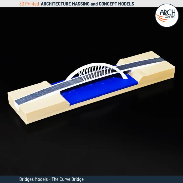 3D printed Curve Bridge model with sleek, flowing design