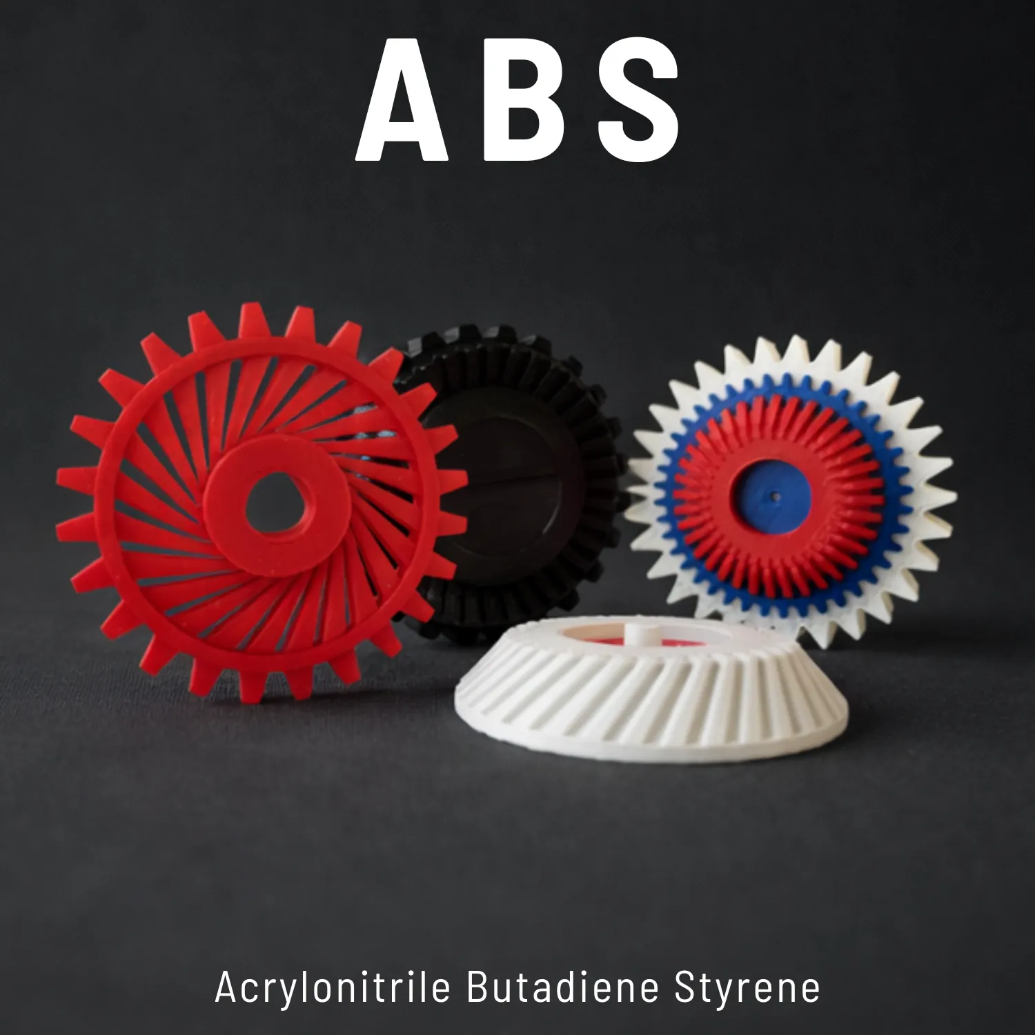 ABS 3D printed mechanical gears in red black and white - spare parts Dubai UAE
