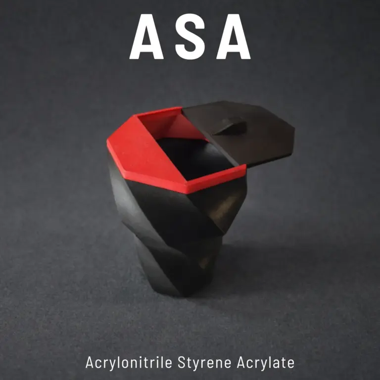 ASA 3D printed geometric box black and red - UV resistant custom parts UAE
