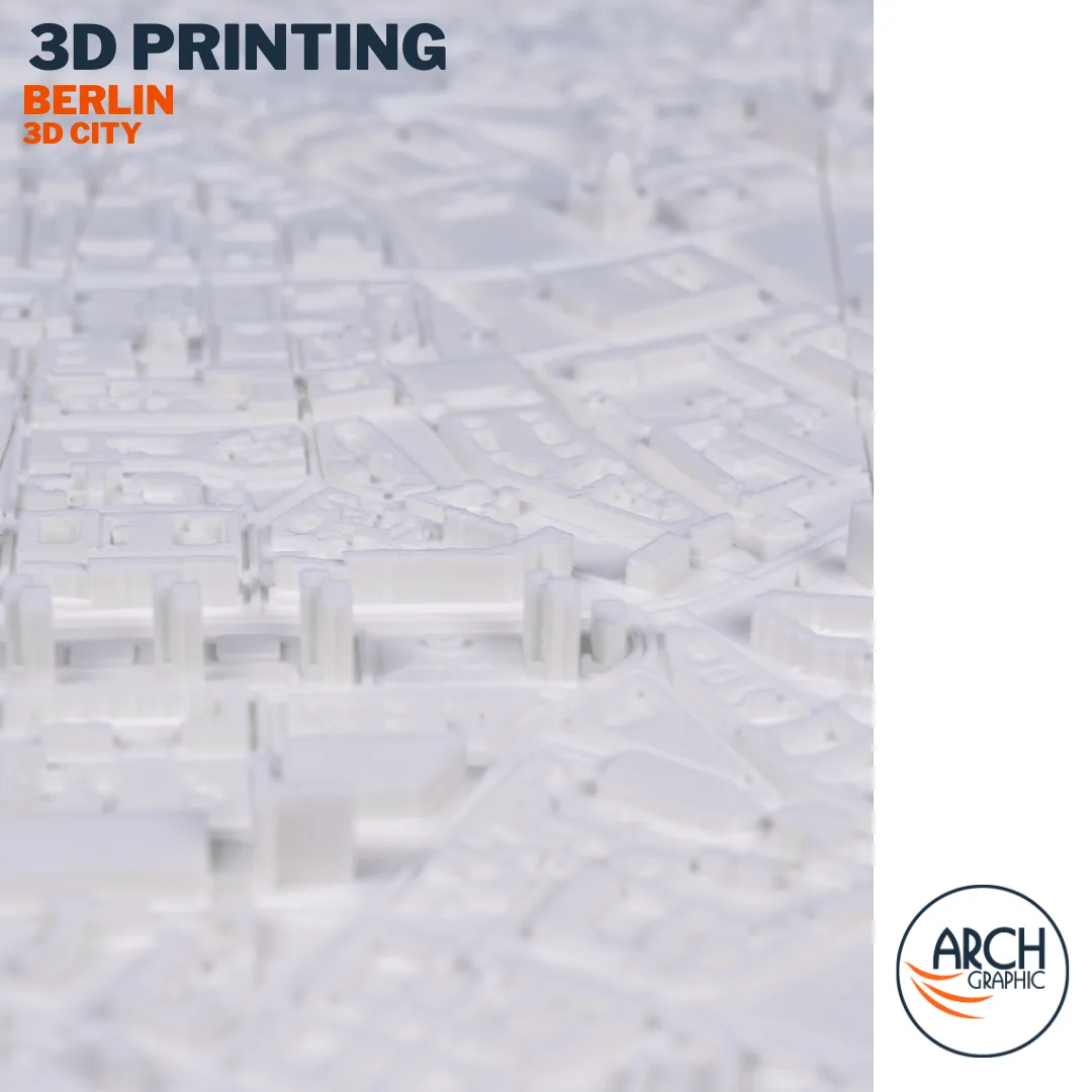 3D printed Berlin Mitte district angled macro building detail – precision architectural model Arch Graphic UAE