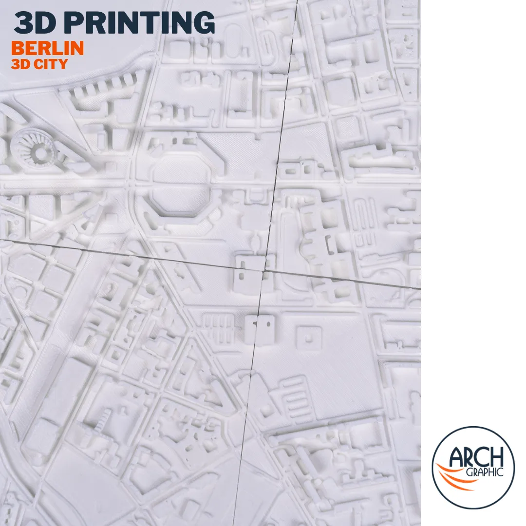 3D printed Berlin Tiergarten area and surrounding street grid top-down – architectural scale model Arch Graphic UAE