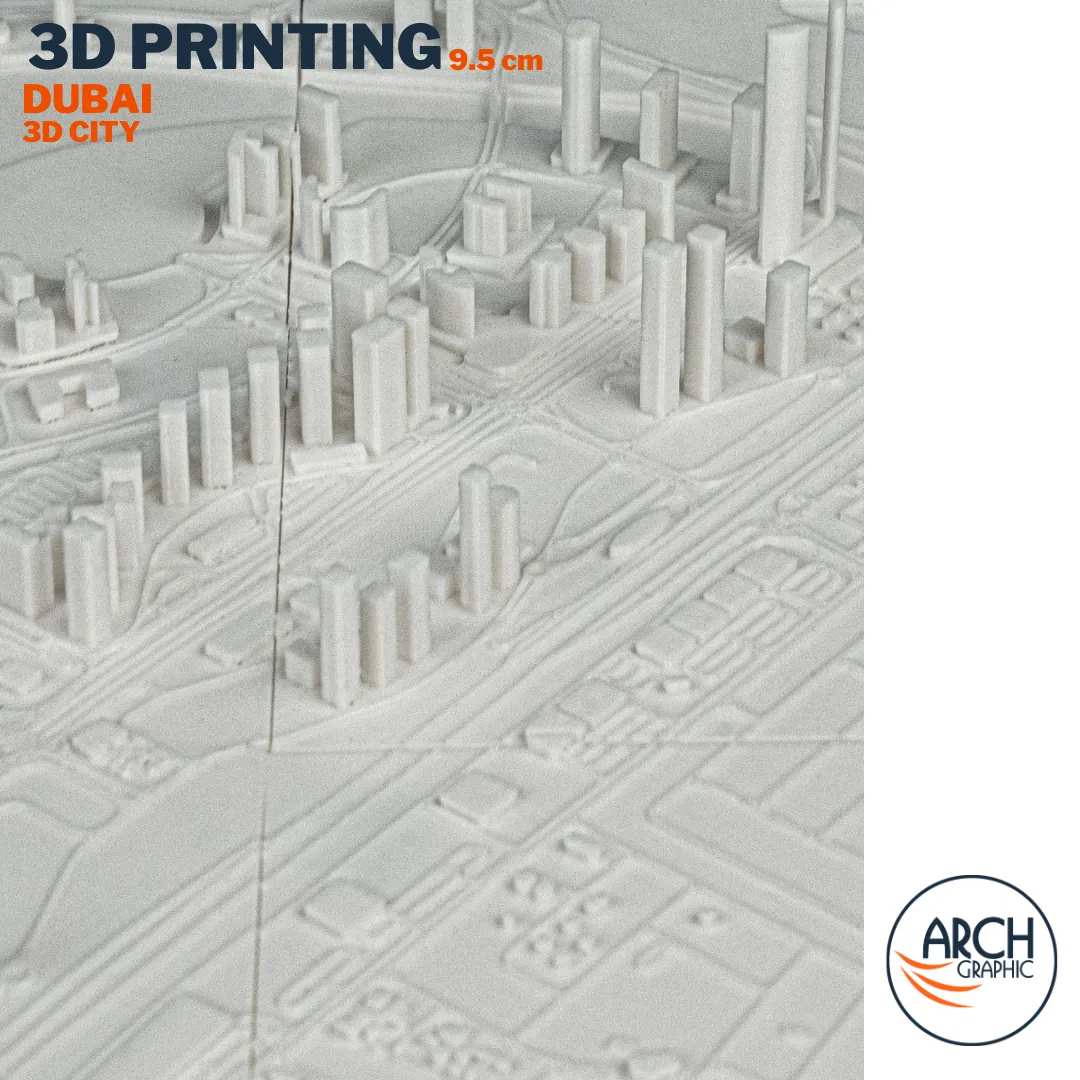 3D printed Dubai skyscrapers close-up architectural model by Arch Graphic UAE