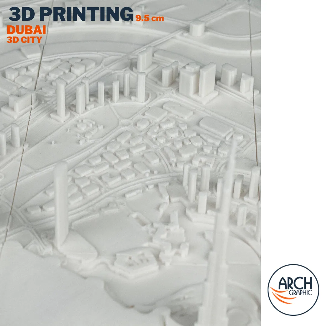 3D printed Dubai city district aerial model detail by Arch Graphic UAE