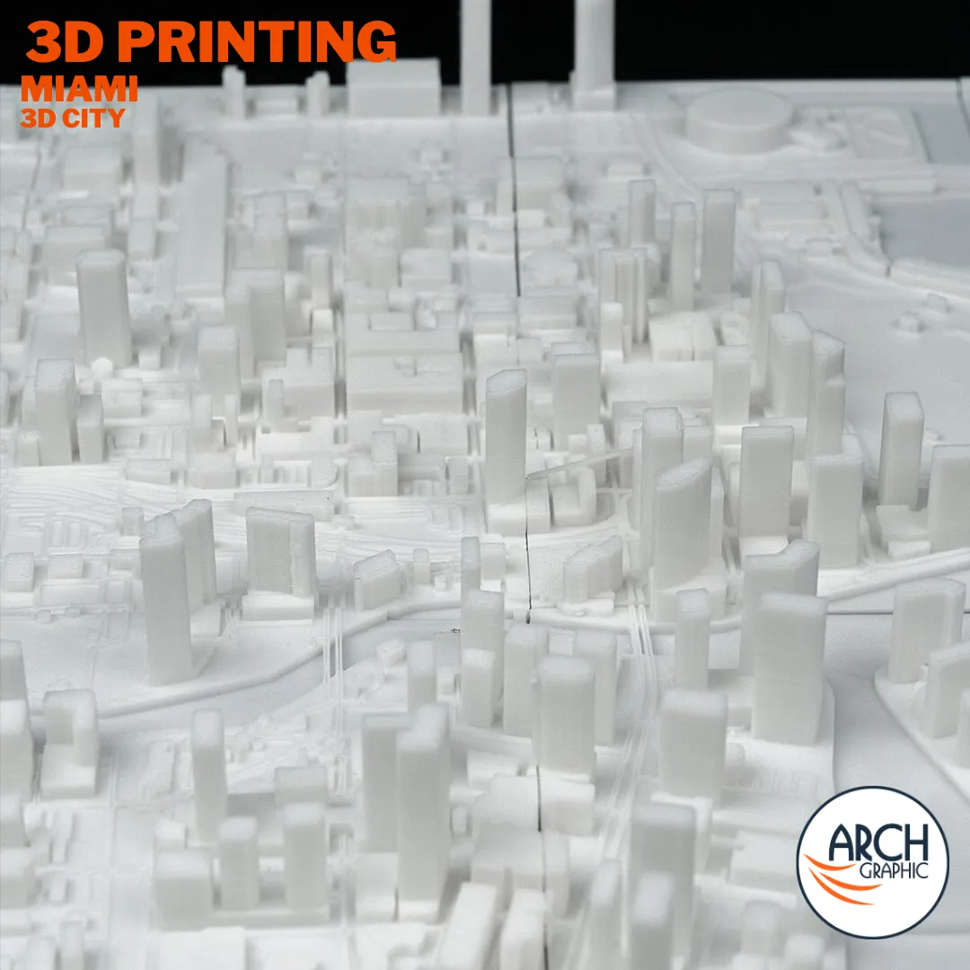 Perspective view 3D printed Miami city model dense skyline and highway interchanges – Arch Graphic UAE architectural 3D printing