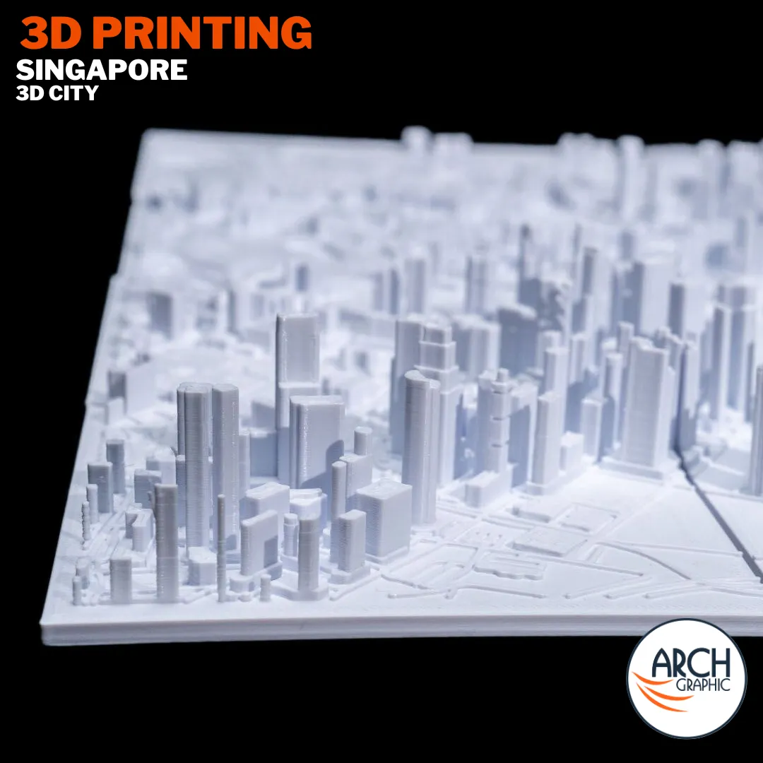 3D printed Singapore CBD skyscrapers eye-level view - precision city model architectural gift UAE