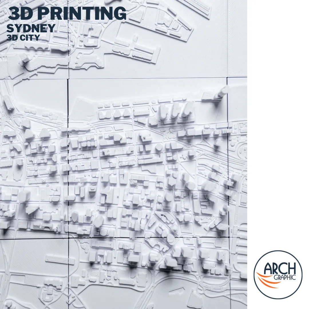 3D printed Sydney inner suburbs terrain multi-panel detail - large city model UAE
