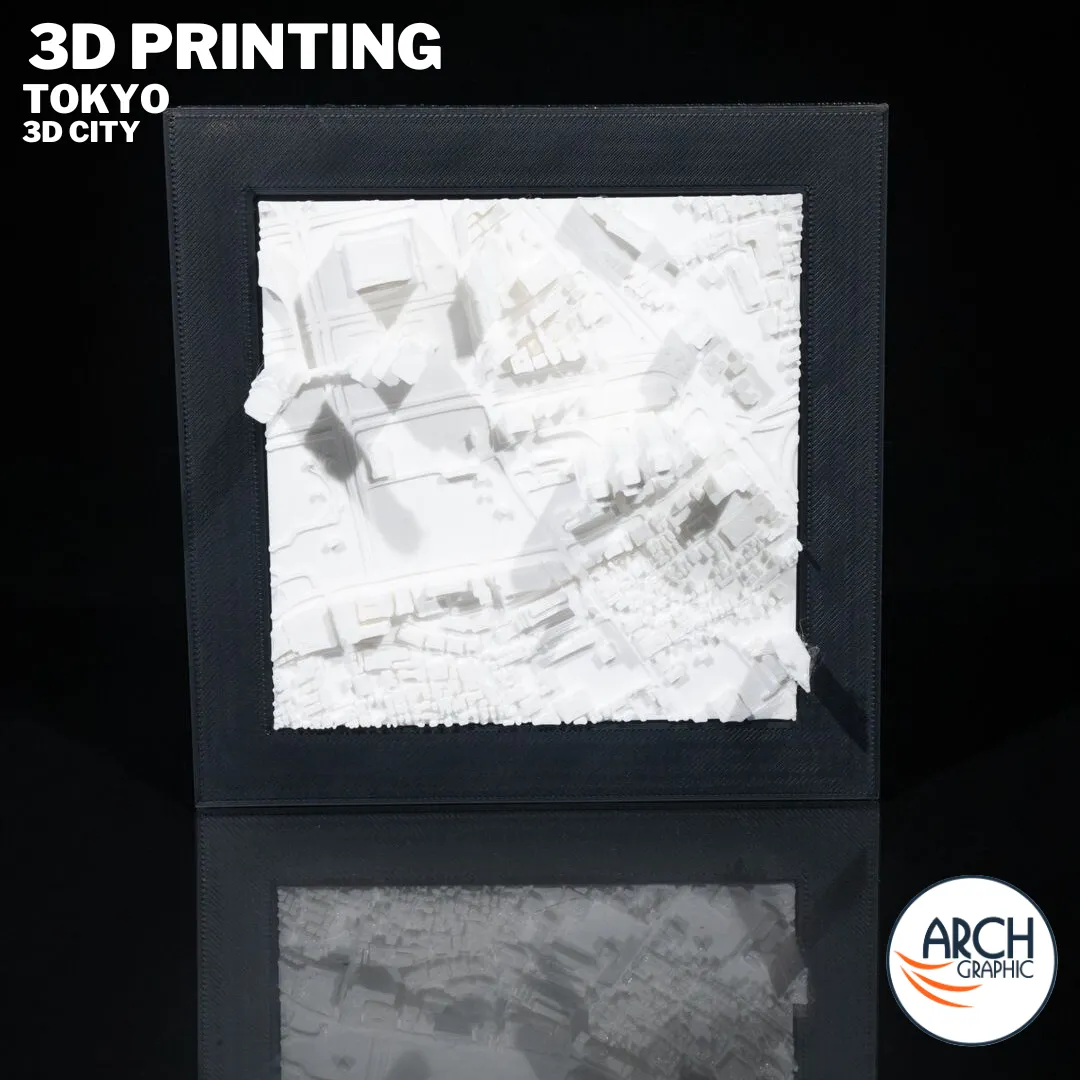 3D printed Tokyo city map framed wall art interior display - custom city model gift UAE