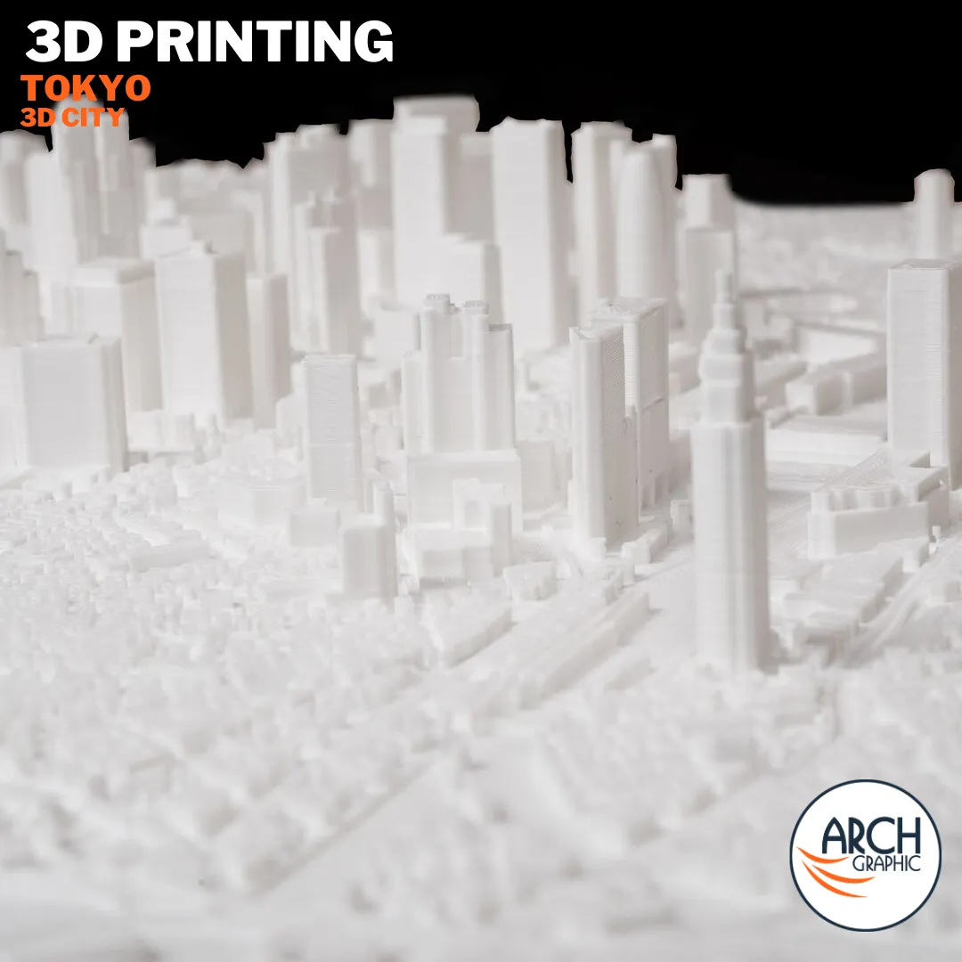 3D printed Tokyo city map framed product photo black background - custom 3D city models UAE