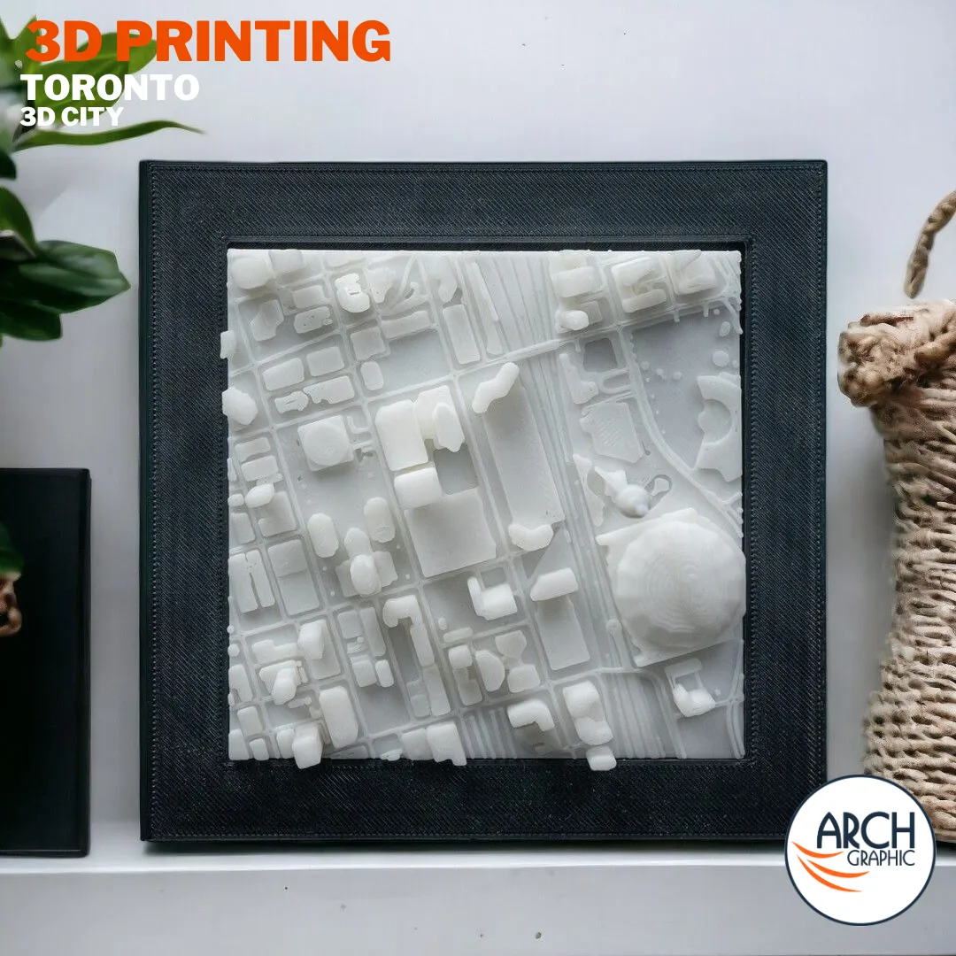 3D printed Toronto city map framed wall art display - custom 3D city model gift UAE