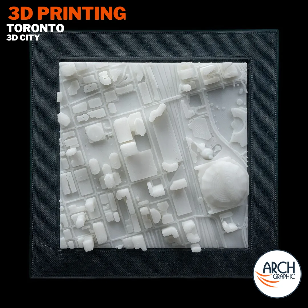 3D printed Toronto city map framed black background product photo - custom city models UAE