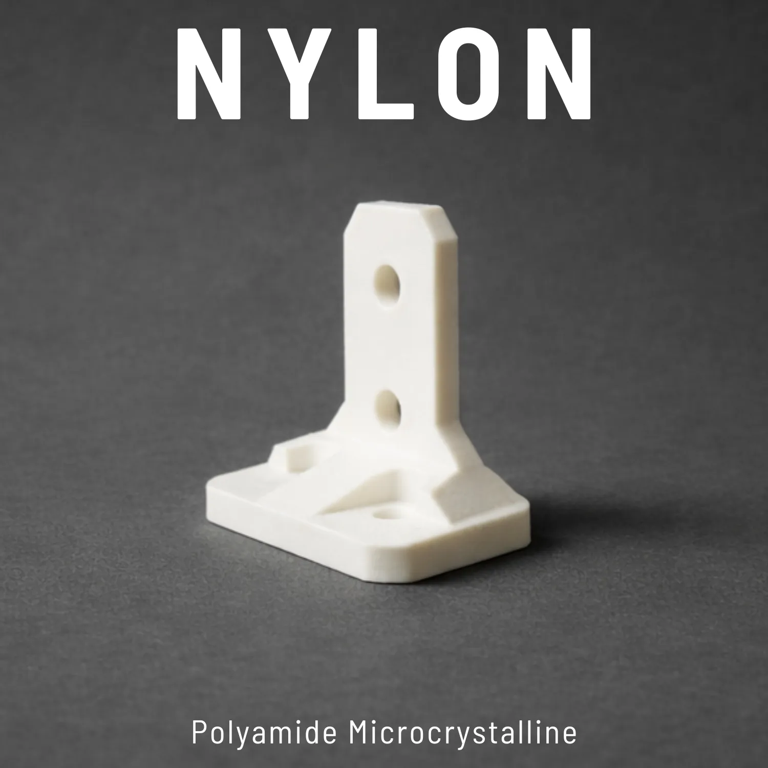 Nylon 3D printed white vertical mount bracket - custom structural parts Sharjah UAE