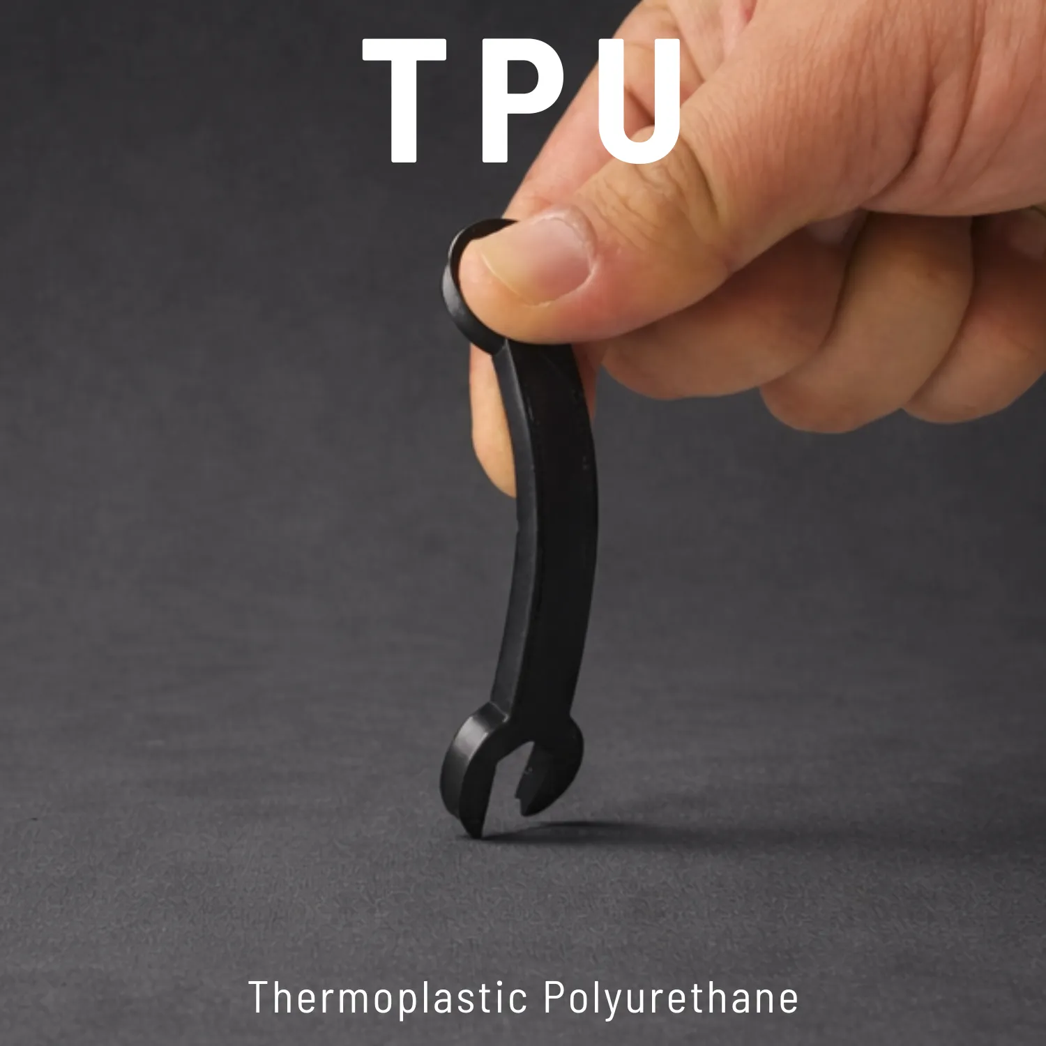 TPU 3D printed flexible black wrench bending - elastic tool prototype UAE